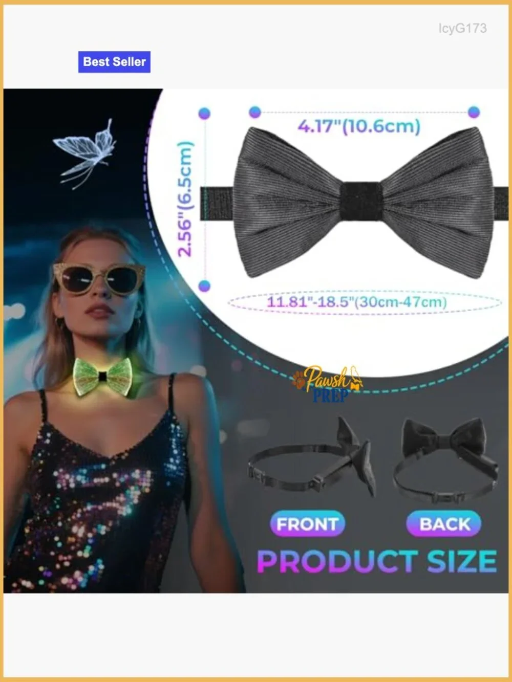 LED Light Up Bow Tie Adjustable Neckband 7 Colors Formal Party Accessory